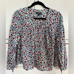 J. Crew Floral Blouse - Red and Blue